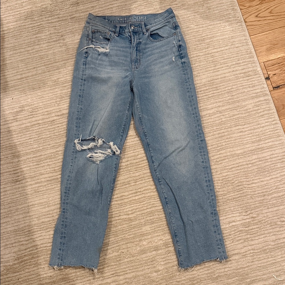 American Eagle Outfitters Light Blue Distressed Cropped Jeans